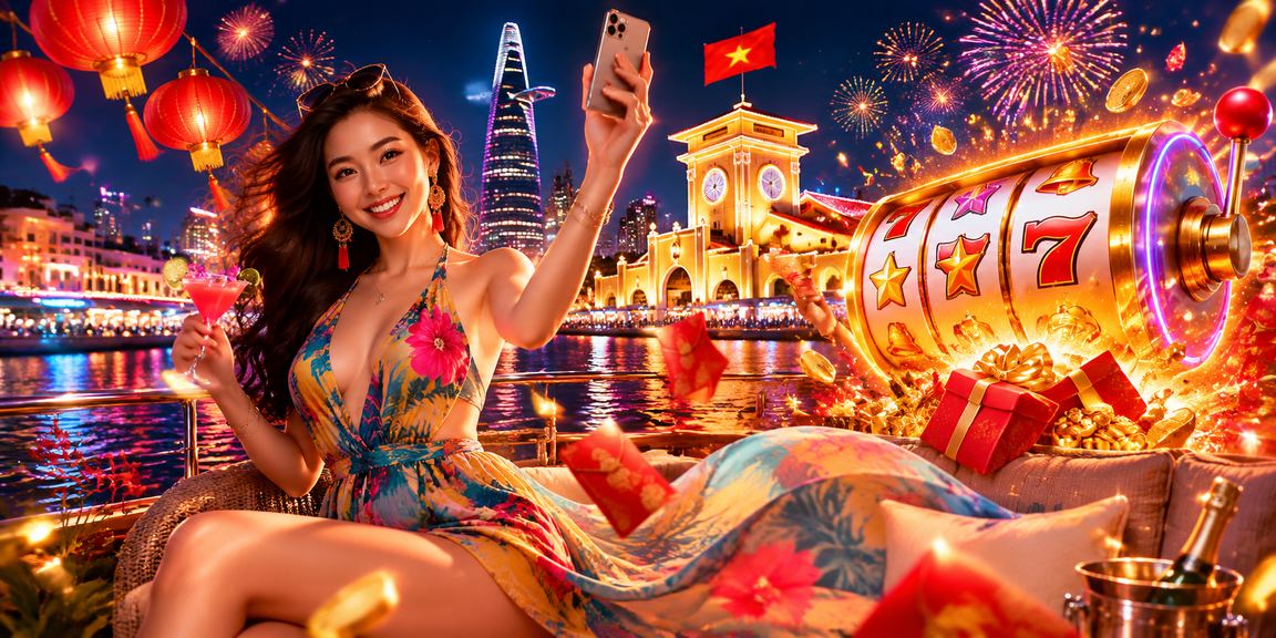 Khung cảnh chơi game slot tại thành phố Hồ Chí Minh với đèn lồng truyền thống